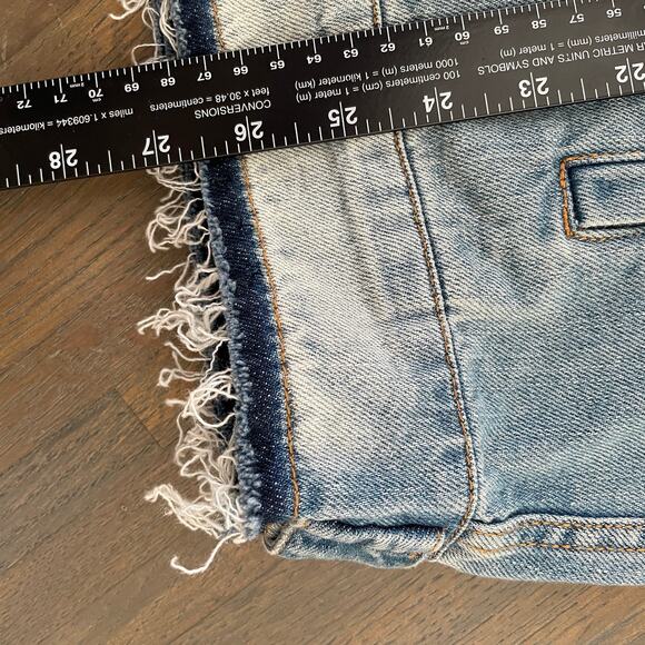 Pink Dolphin Women’s Denim Jacket XL Light Wash Distressed Frayed Hem Streetwear - Picture 14 of 15